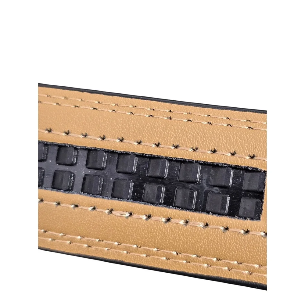 CHAOREN Mens Ratchet Belt Tan Brown Leather Gunmetal Slide Buckle Dress Belt NEW